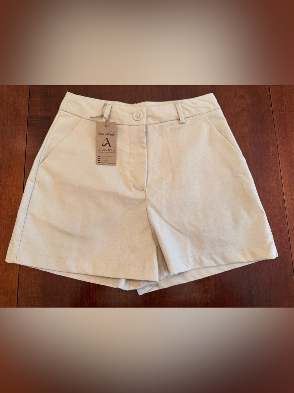 Alba Neutral Cream High-Waist Tailored Shorts